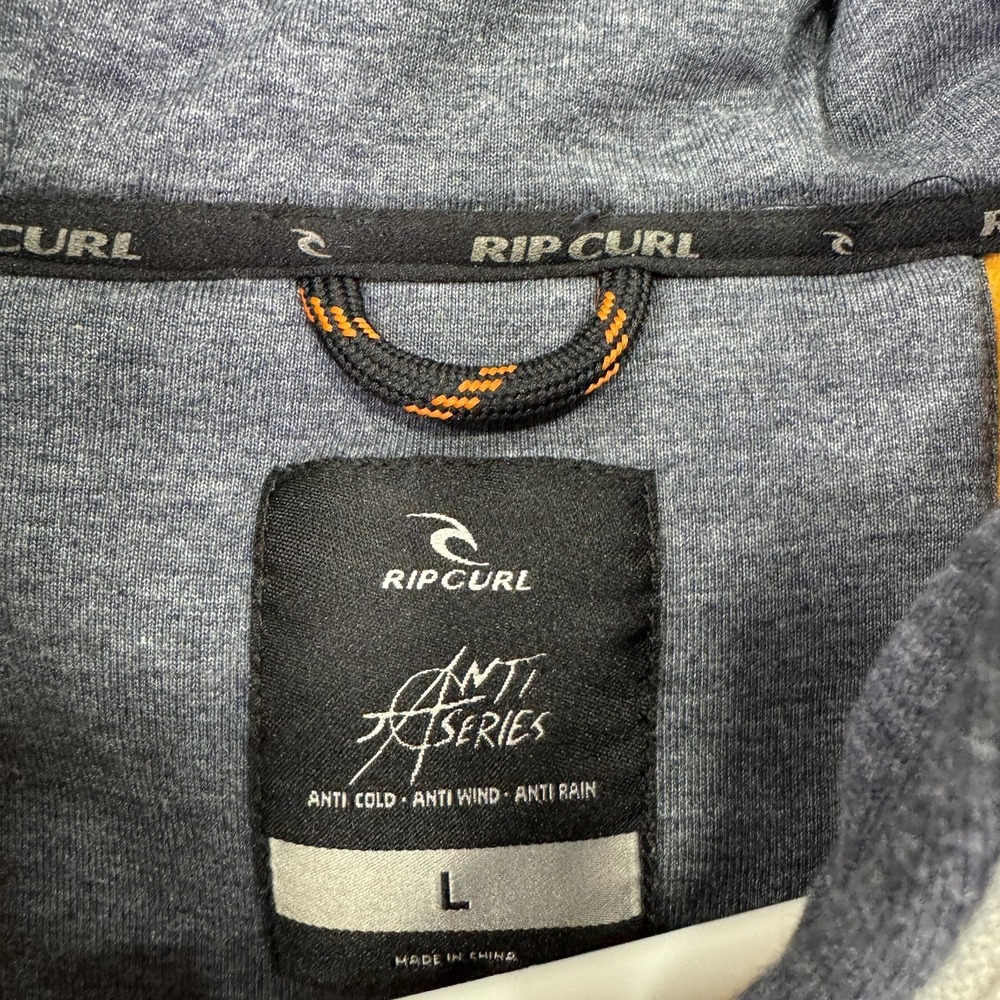 Rip Curl Sweatshirt Mens Large Blue Gray Anti Series Hooded Zip Outdoor Fleece - Picture 3 of 12